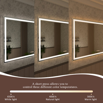 Swarm 60 in. W x 36 in. H Rectangular Frameless Radar LED Wall Bathroom Vanity Mirror