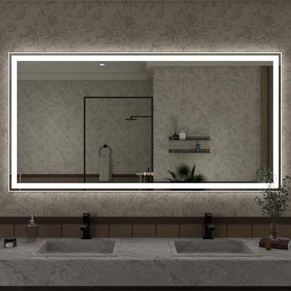 Swarm 60 in. W x 36 in. H Rectangular Frameless Radar LED Wall Bathroom Vanity Mirror