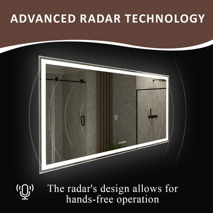 Swarm 60 in. W x 36 in. H Rectangular Frameless Radar LED Wall Bathroom Vanity Mirror