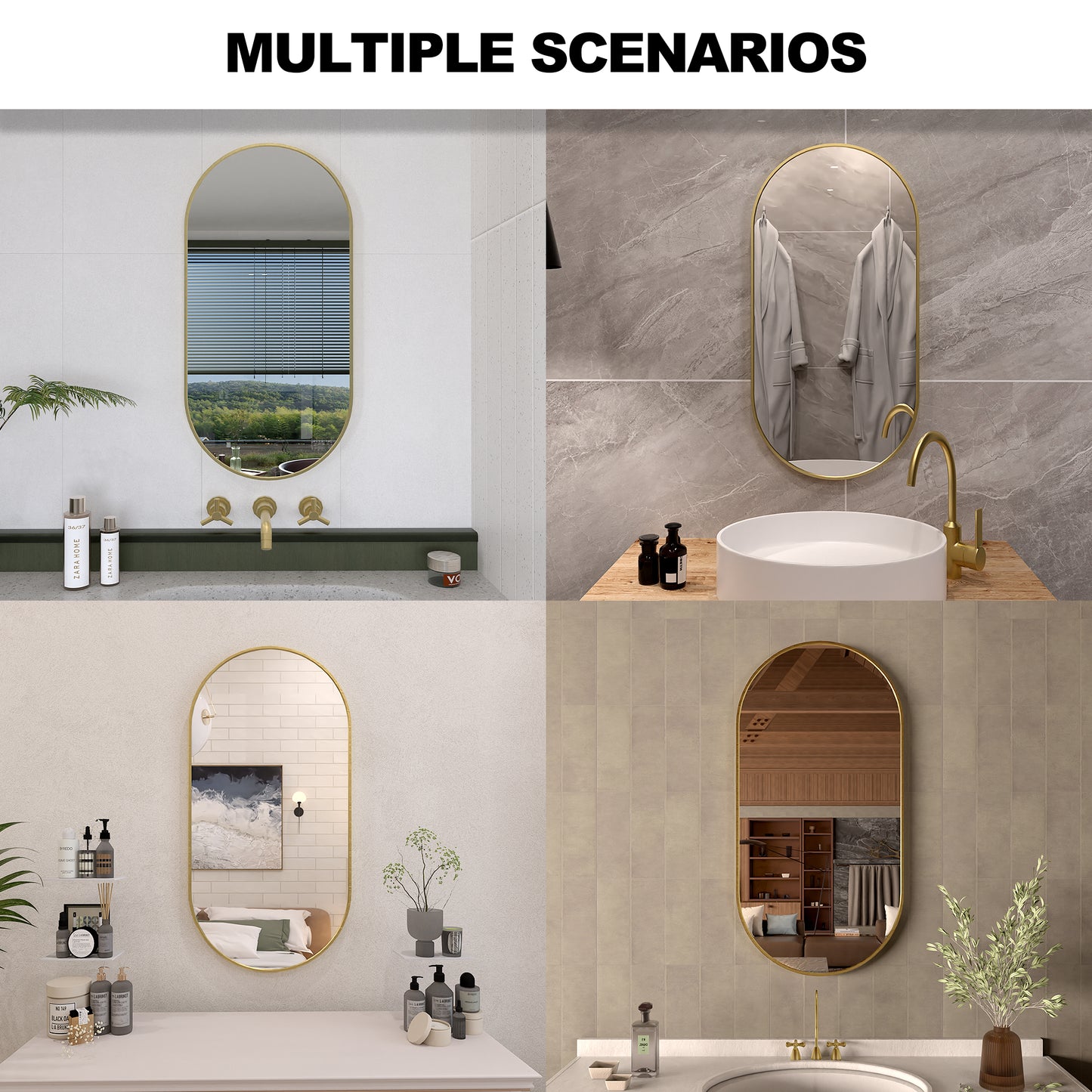 Velora 18 in. W x 36 in. H Oval Framed Wall Bathroom Vanity Mirror