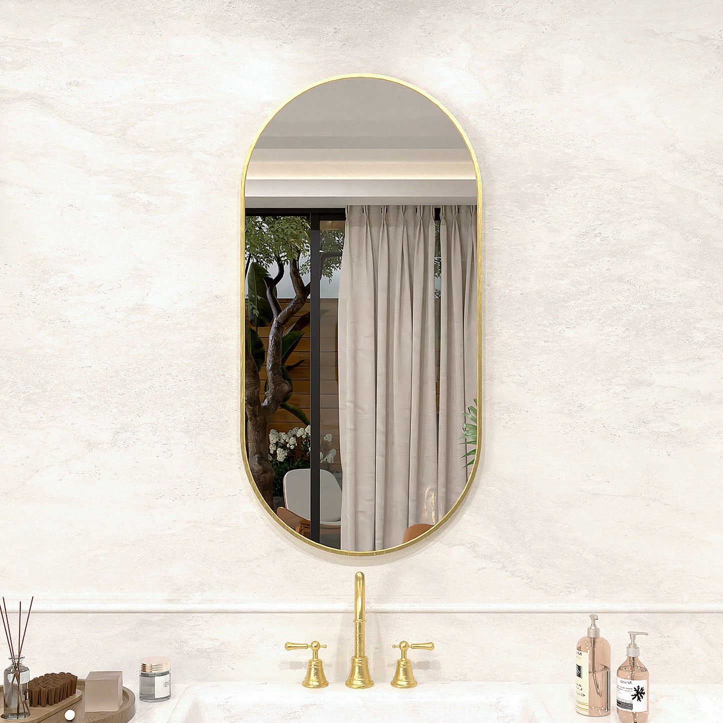 Velora 18 in. W x 36 in. H Oval Framed Wall Bathroom Vanity Mirror