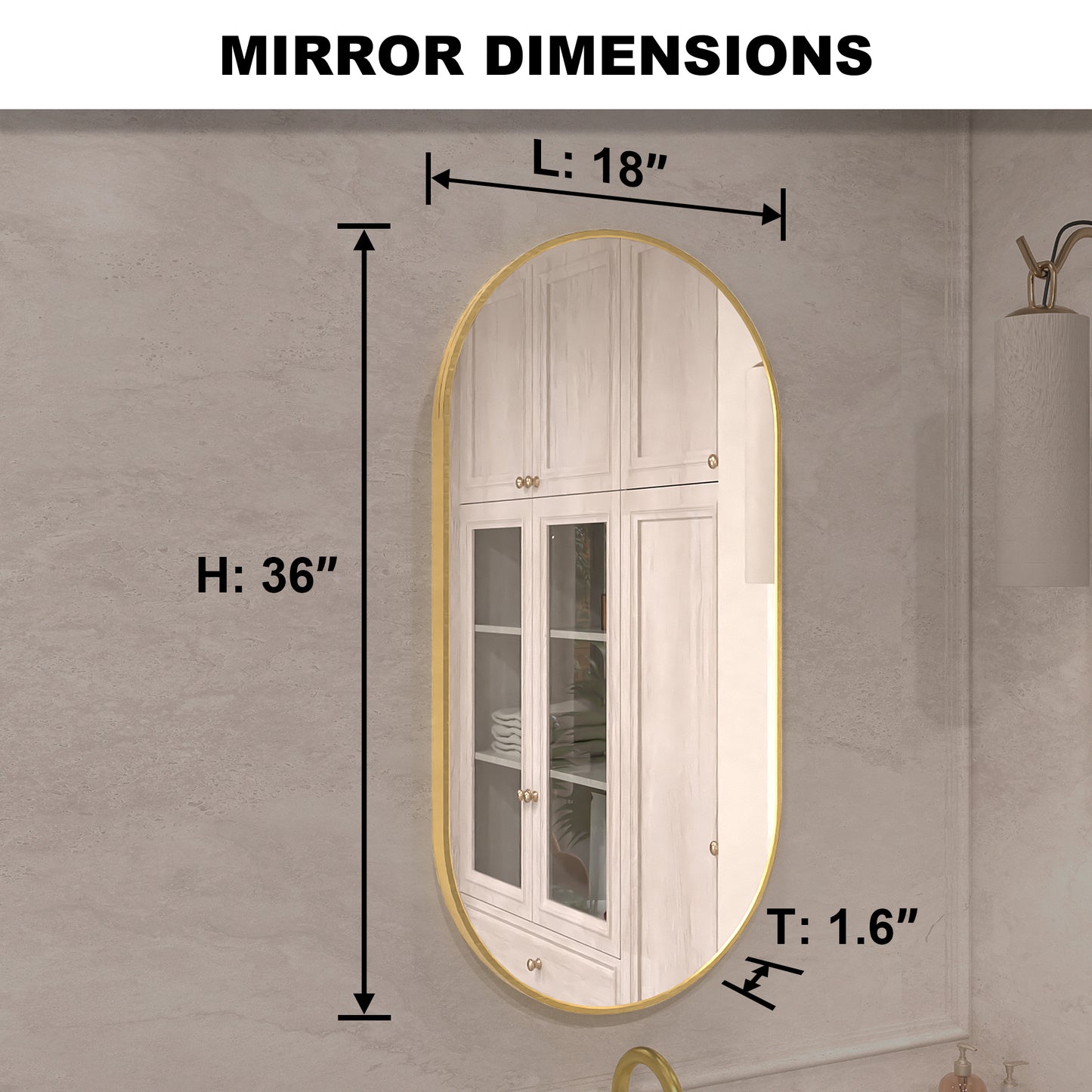 Velora 18 in. W x 36 in. H Oval Framed Wall Bathroom Vanity Mirror
