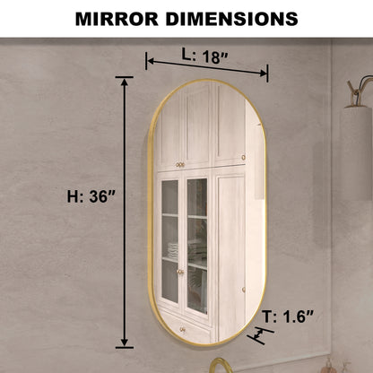 Velora 18 in. W x 36 in. H Oval Framed Wall Bathroom Vanity Mirror