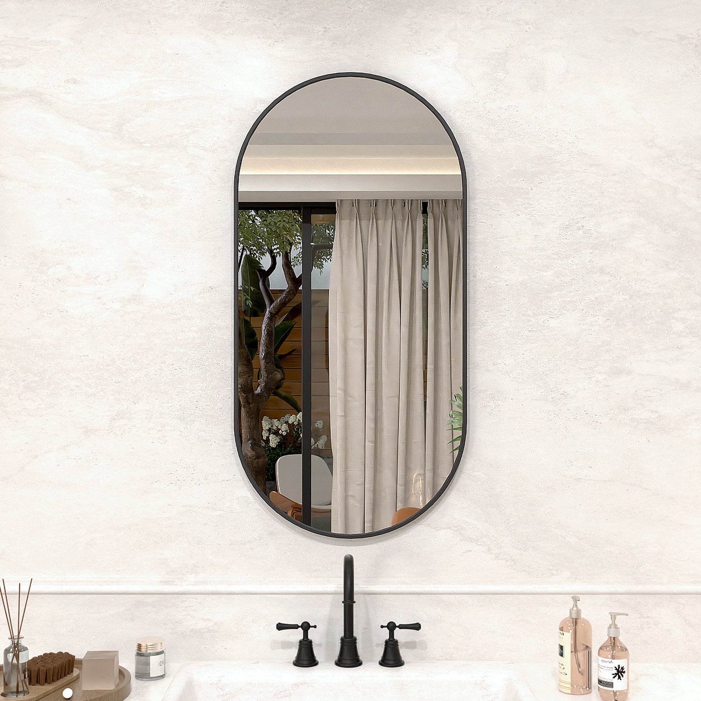 Velora 18 in. W x 36 in. H Oval Framed Wall Bathroom Vanity Mirror