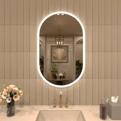 TaiMei Multiple sizes Oval Frameless LED Light Anti-Fog Wall Bathroom Vanity Mirror in Polished Crystal