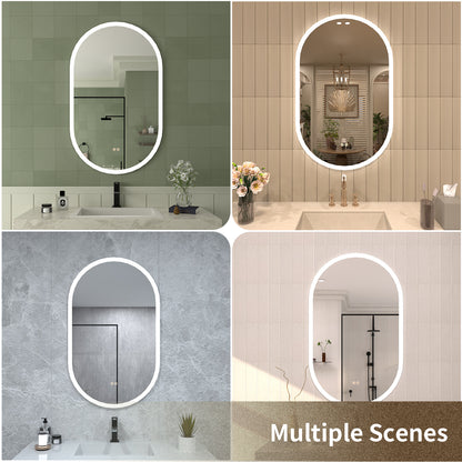 TaiMei Multiple sizes Oval Frameless LED Light Anti-Fog Wall Bathroom Vanity Mirror in Polished Crystal