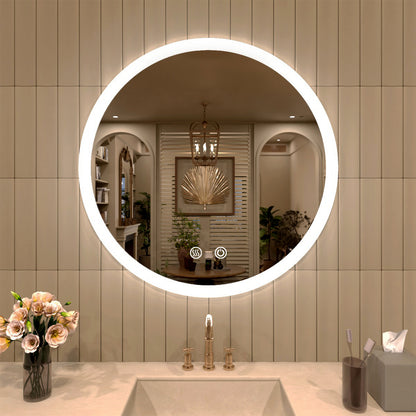 TaiMei Multiple Sizes Round Frameless LED Light Anti-Fog Wall Bathroom Vanity Mirror in Polished Crystal 28*28 RC-2828-01_f836742e-3896-44e4-a20c-84bc0533b9c2