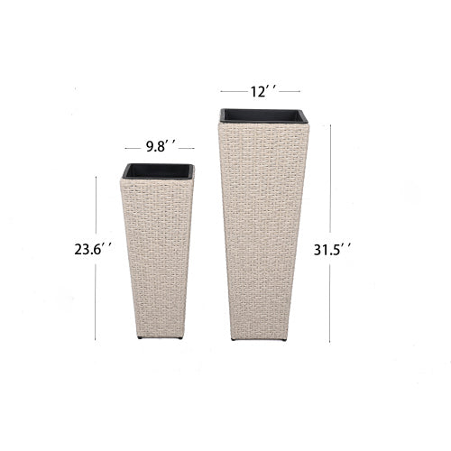 Terrace 2-Piece 12 in. PE Wicker Floor Planter for Indoor Outdoor Use