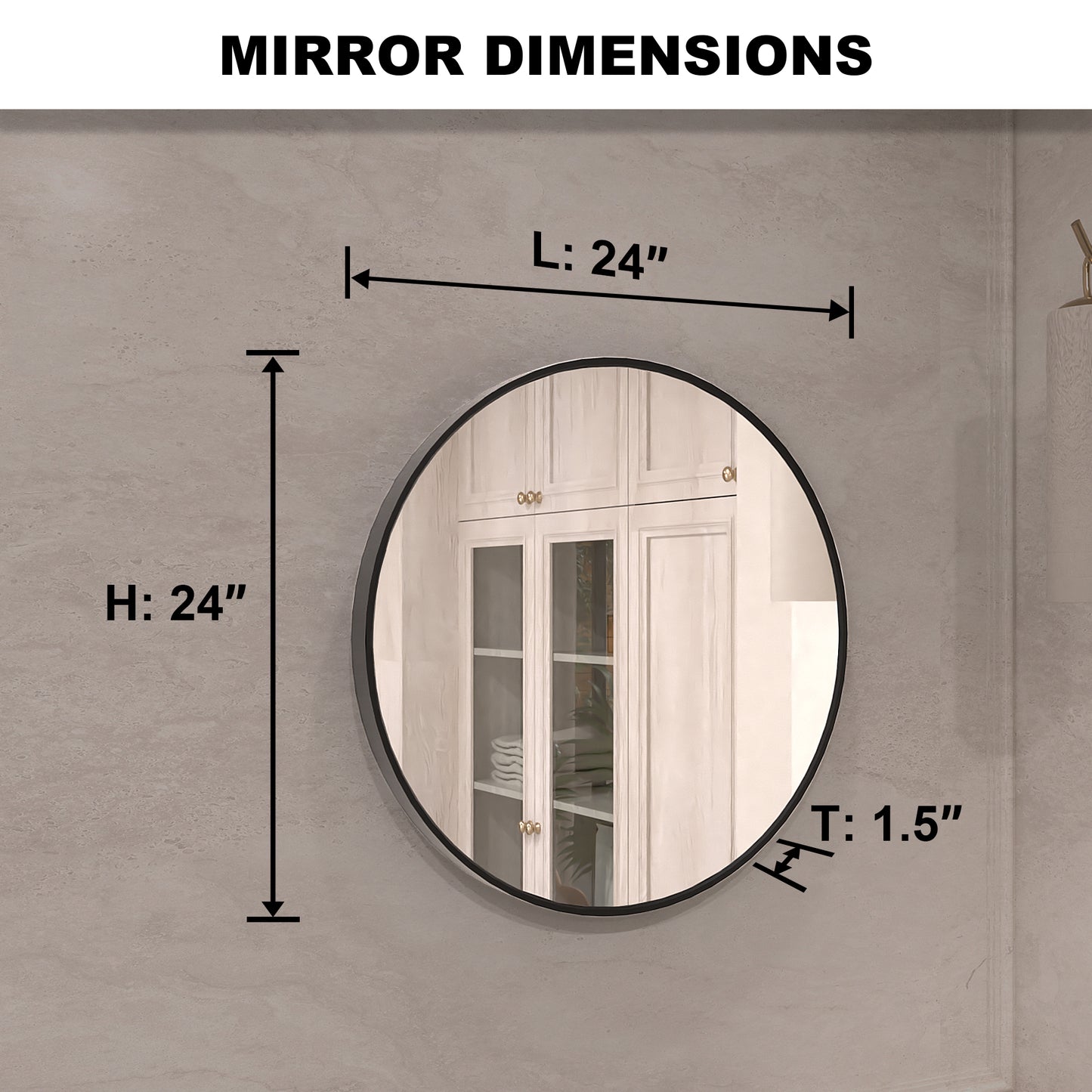 Vista Round Framed Wall Bathroom Vanity Mirror in Matte Black