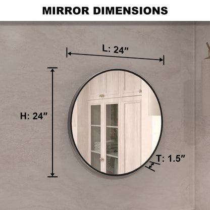 Vista Round Framed Wall Bathroom Vanity Mirror in Matte Black