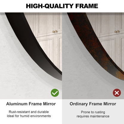 Vista Round Framed Wall Bathroom Vanity Mirror in Matte Black