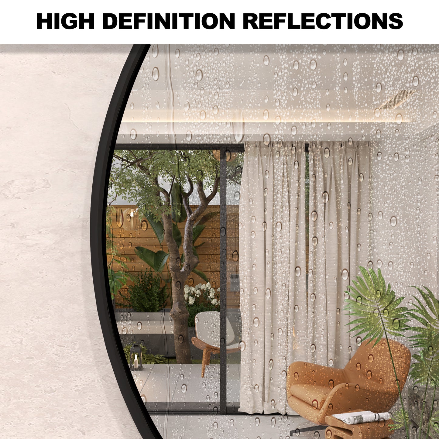 Vista Round Framed Wall Bathroom Vanity Mirror in Matte Black