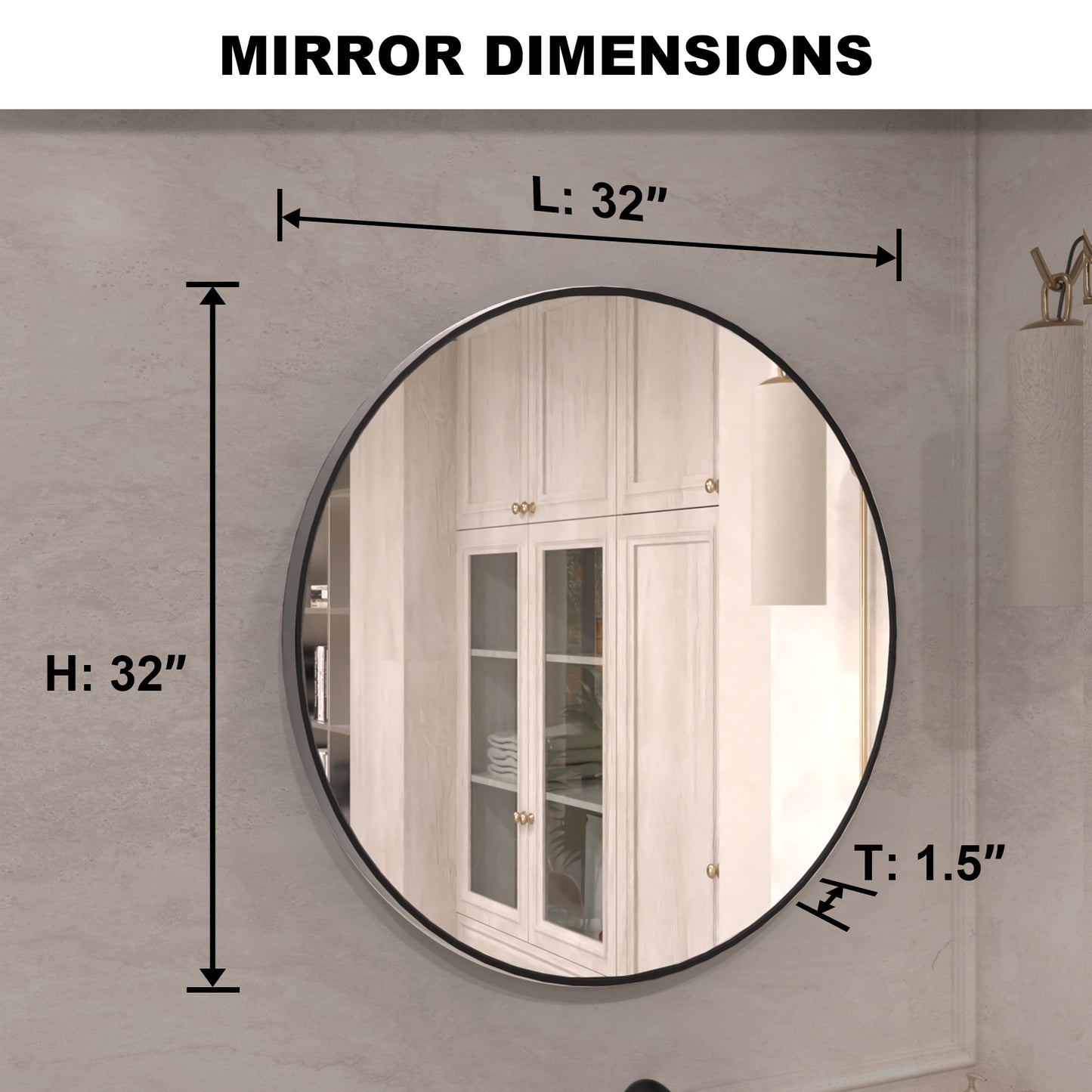 Vista Round Framed Wall Bathroom Vanity Mirror in Matte Black