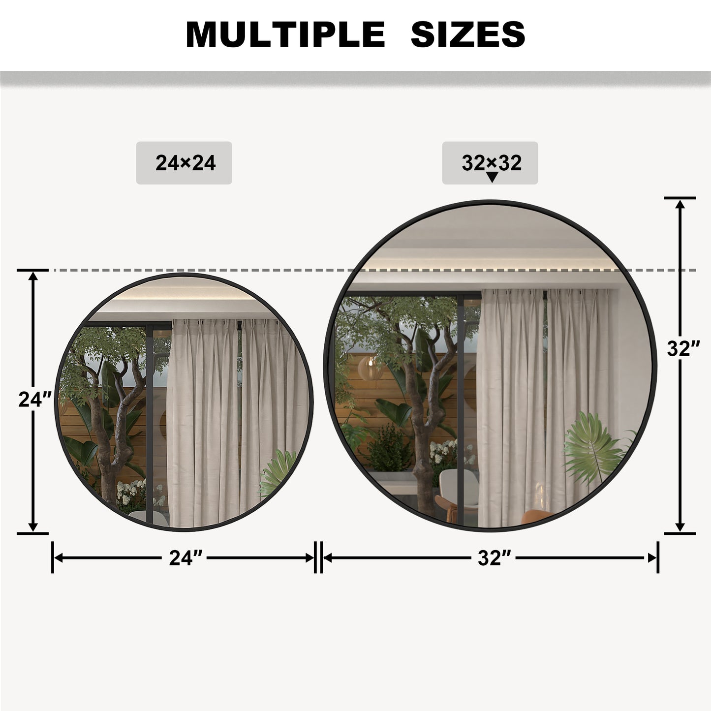 Vista Round Framed Wall Bathroom Vanity Mirror in Matte Black