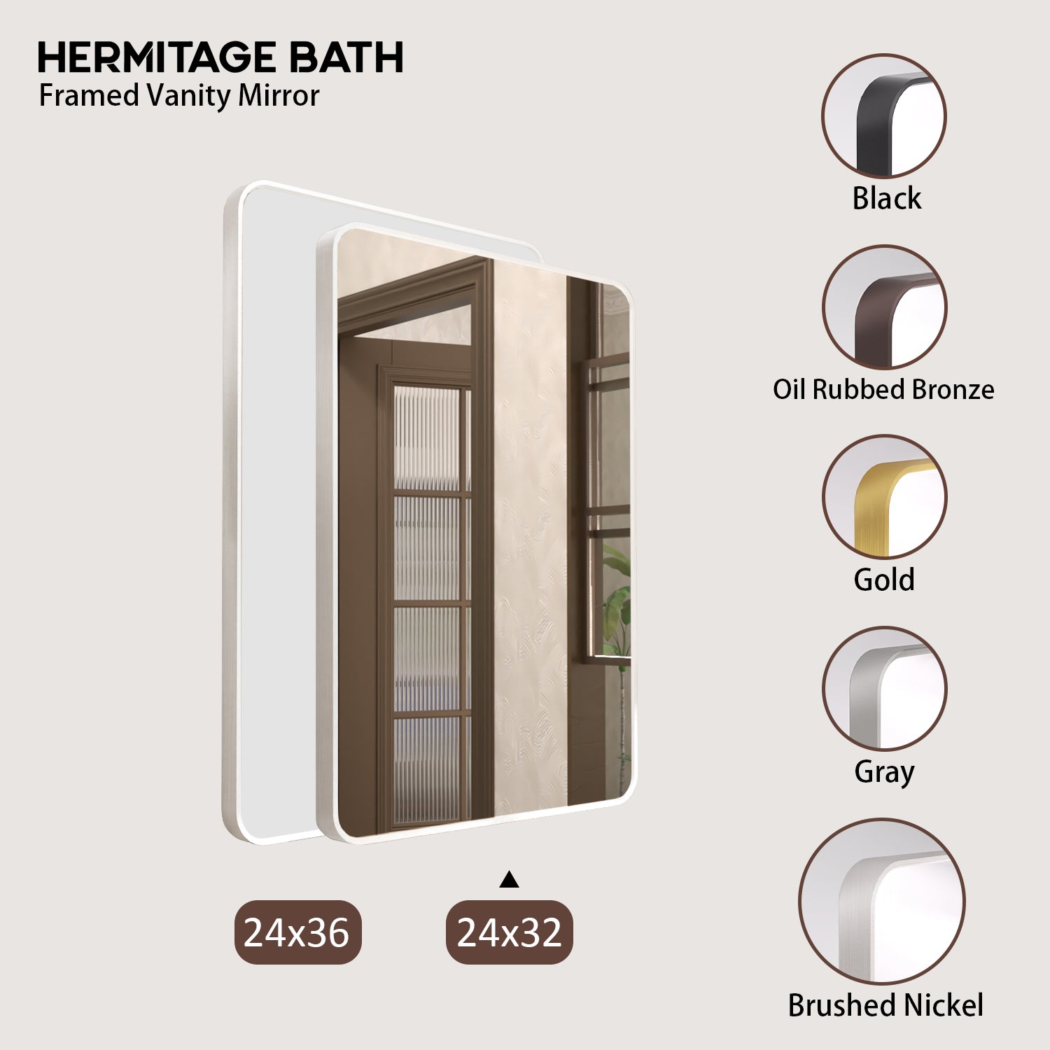 Cosy 24 in. W x 32 in. H Rectangular Framed Wall Bathroom Vanity Mirror SM-2432BN-10