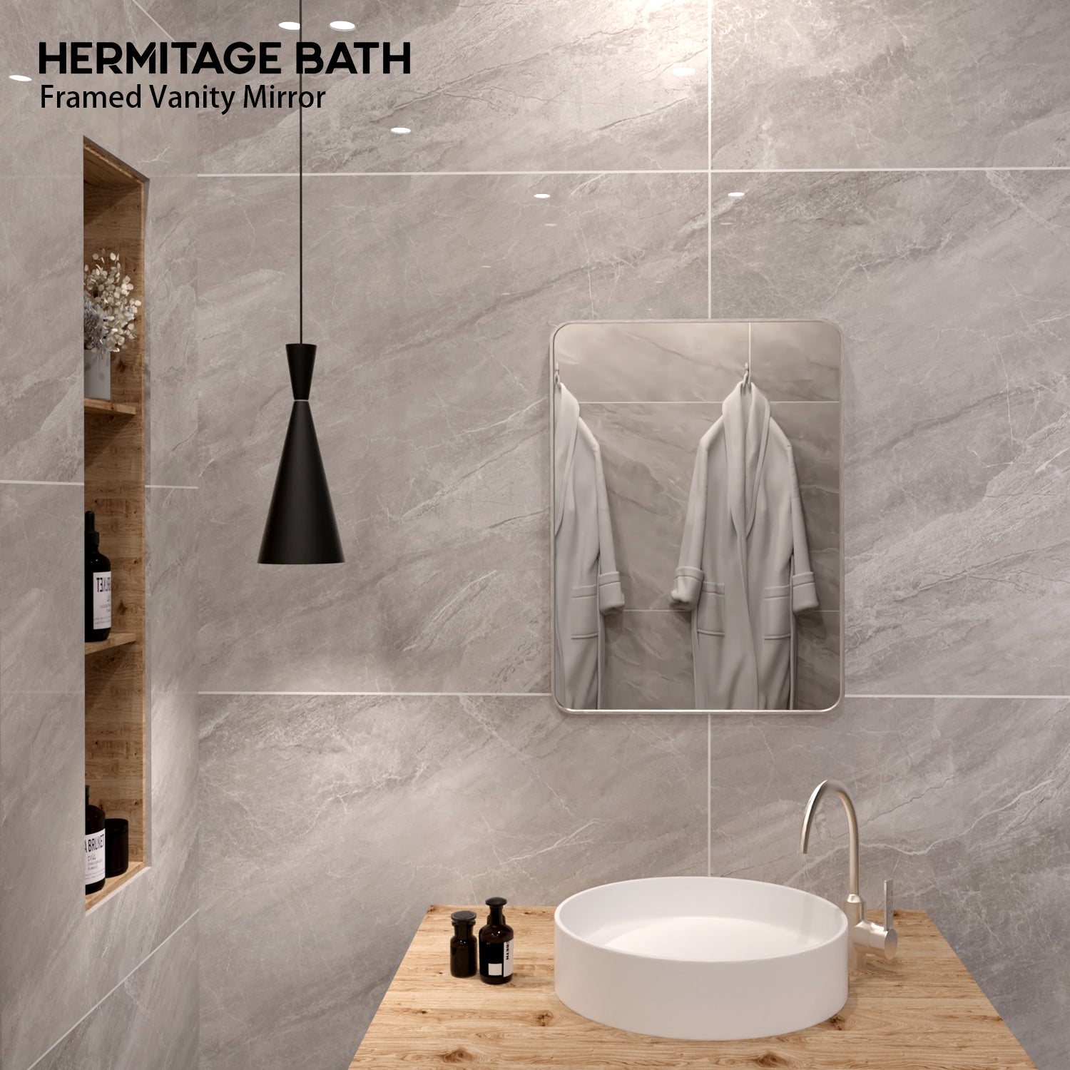 Cosy 24 in. W x 32 in. H Rectangular Framed Wall Bathroom Vanity Mirror SM-2432BN-9