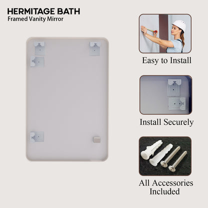 S Cosy 24 in. W x 36 in. H Rectangular Framed Wall Bathroom Vanity Mirror in Wood Grain
