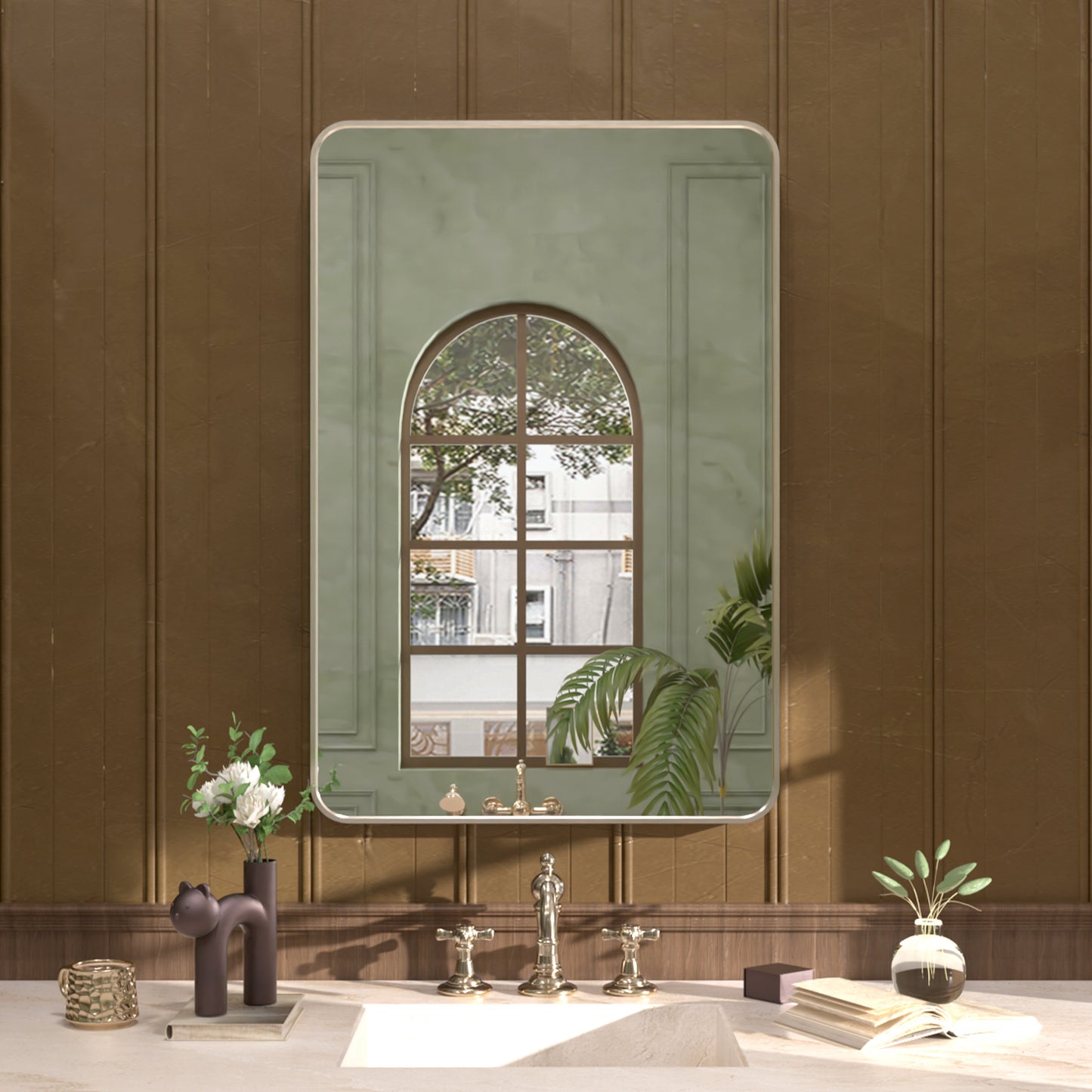 Rectangular Framed Wall Bathroom Vanity Mirror Brushed Nickel 24x36 SM-2436BN-1_1ab5c26d-86b8-450e-8fb0-16ede886f8b9