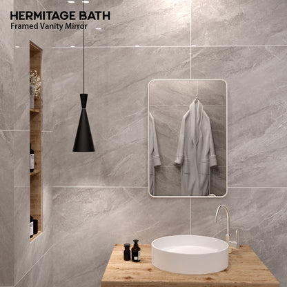 S Cosy 24 in. W x 36 in. H Rectangular Framed Wall Bathroom Vanity Mirror in Wood Grain
