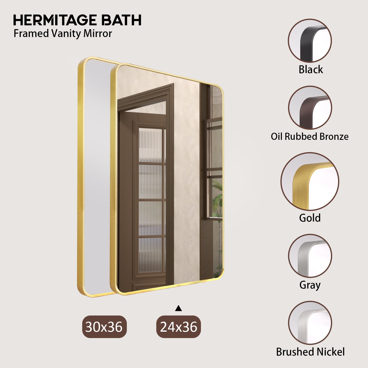 Cosy 24 in. W x 36 in. H Rectangular Framed Wall Bathroom Vanity Mirror SM-2436G-10_58fad006-0462-4d8f-8d73-1ecd87430d84