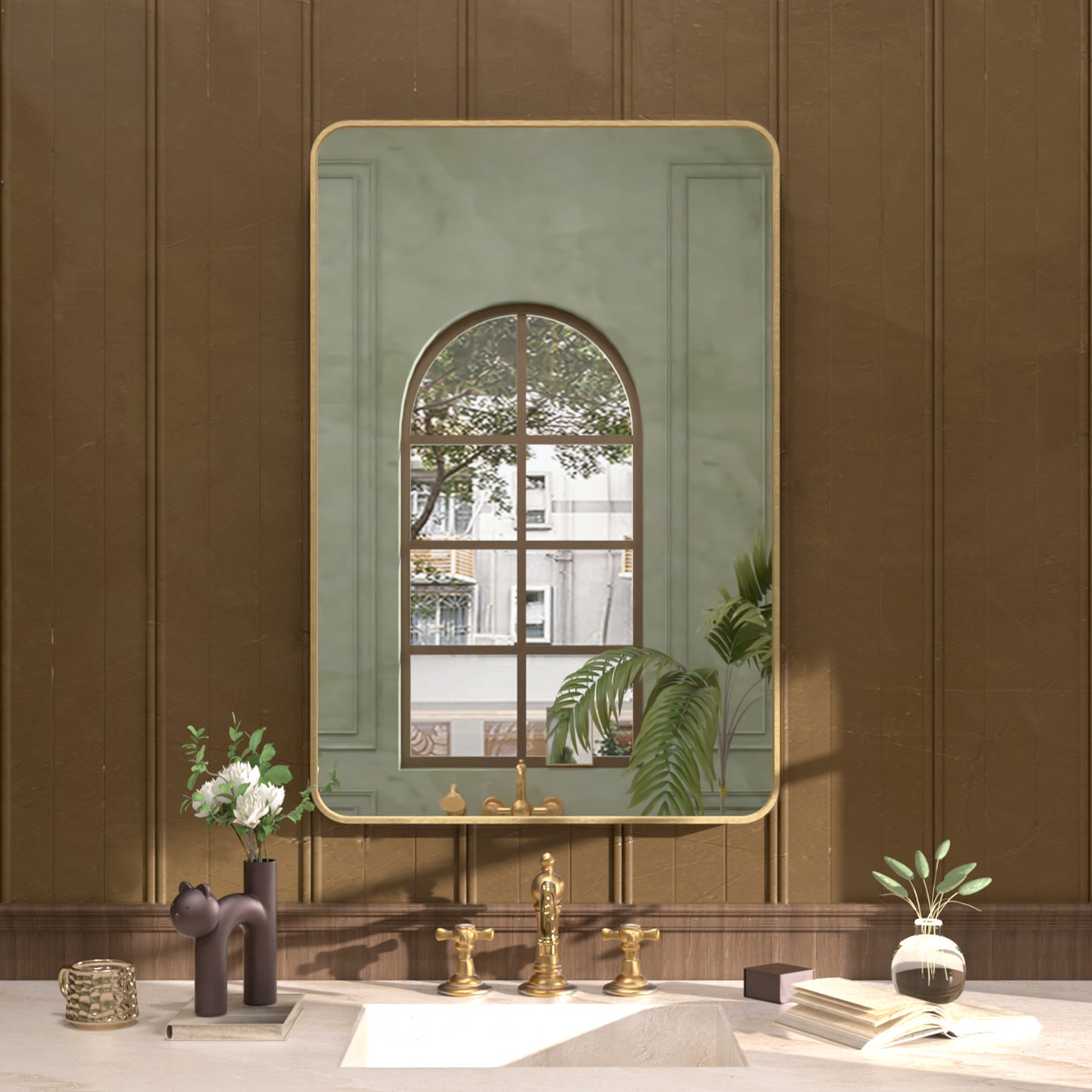 Cosy 24 in. W x 36 in. H Rectangular Framed Wall Bathroom Vanity Mirror Gold SM-2436G-1_94405a04-0e32-4b51-a74d-302bea76af3f
