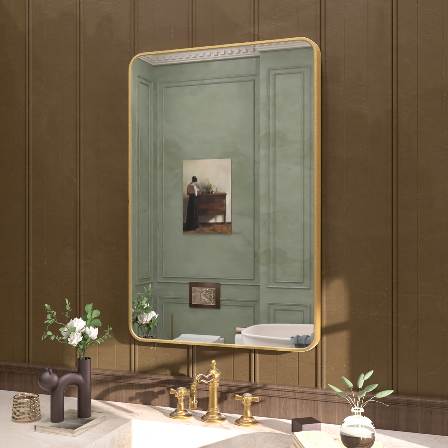 Cosy 24 in. W x 36 in. H Rectangular Framed Wall Bathroom Vanity Mirror SM-2436G-2_b03a7687-72bf-4cc1-9d25-8b034c0afc3f