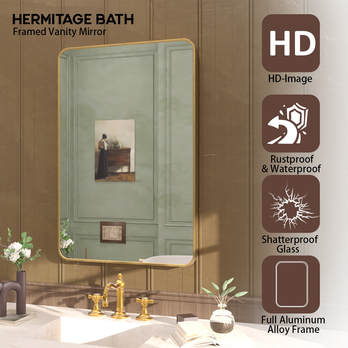Cosy 24 in. W x 36 in. H Rectangular Framed Wall Bathroom Vanity Mirror SM-2436G-4_b37ef8ed-ae03-493a-9181-11a079d84c8e