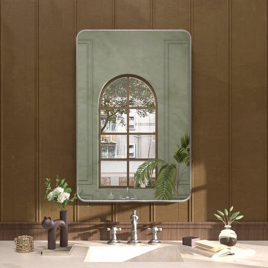 S Cosy 24 in. W x 36 in. H Rectangular Framed Wall Bathroom Vanity Mirror in Wood Grain