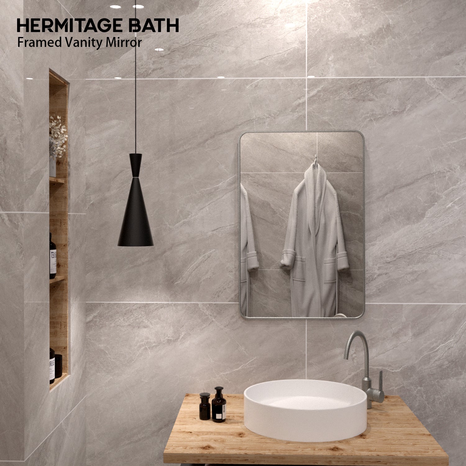 Cosy 24 in. W x 36 in. H Rectangular Framed Wall Bathroom Vanity Mirror SM-2436GY-9_6982cc7a-04e3-4c05-b170-328fc7130287