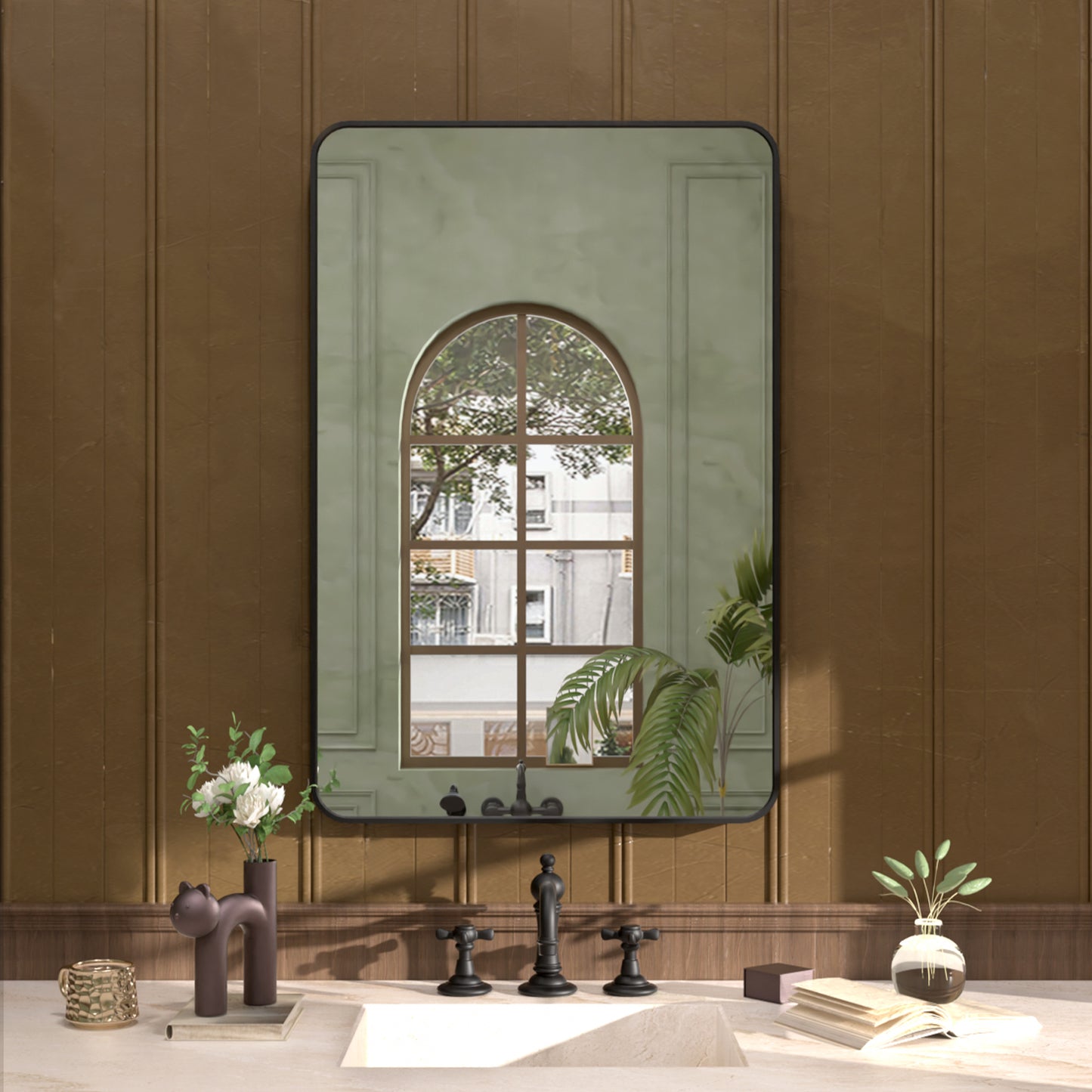 Rectangular Framed Wall Bathroom Vanity Mirror Matte Black 24x36 SM-2436MB-1_0175dac1-3d80-403b-9a31-f81967934056