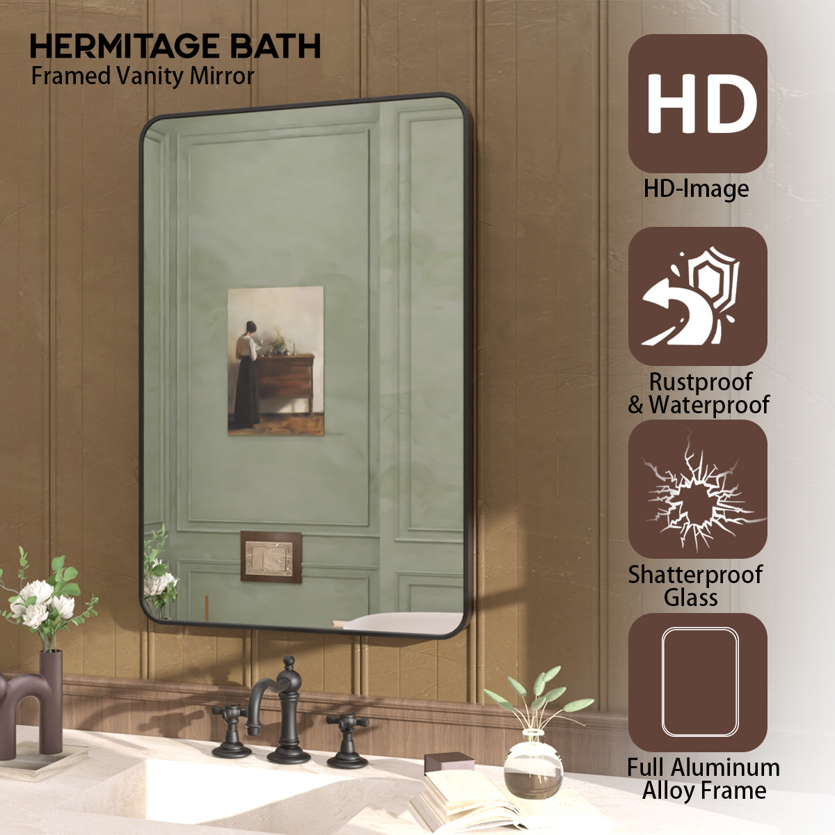 Cosy 24 in. W x 36 in. H Rectangular Framed Wall Bathroom Vanity Mirror SM-2436MB-4_eaf55853-0bef-4343-8e79-719db4d8c5ab