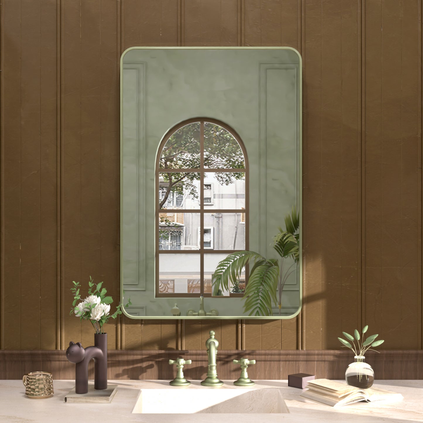 Cosy 24 in. W x 36 in. H Rectangular Framed Wall Bathroom Vanity Mirror Green SM-2436MG-1