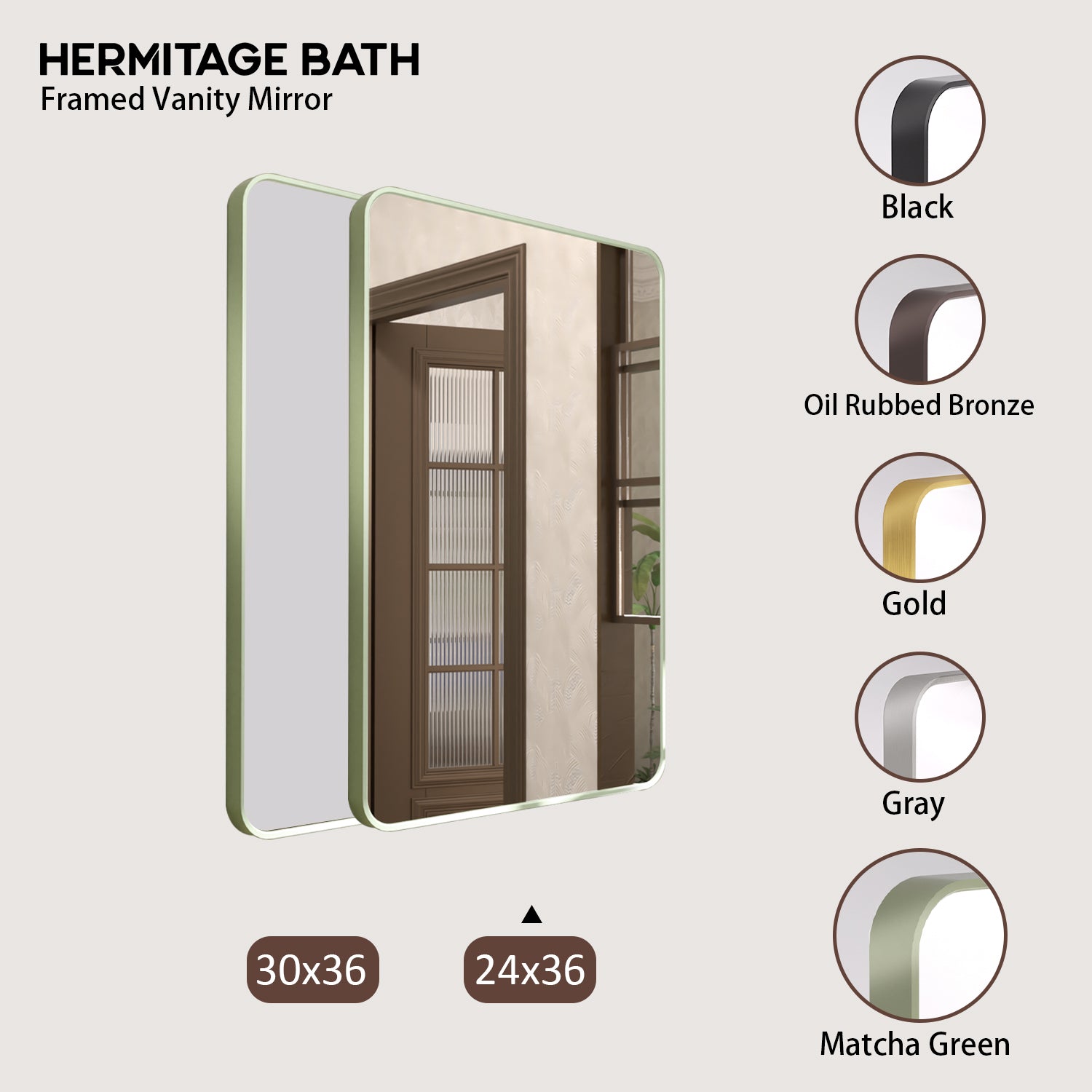 Cosy 24 in. W x 36 in. H Rectangular Framed Wall Bathroom Vanity Mirror SM-2436MG-10
