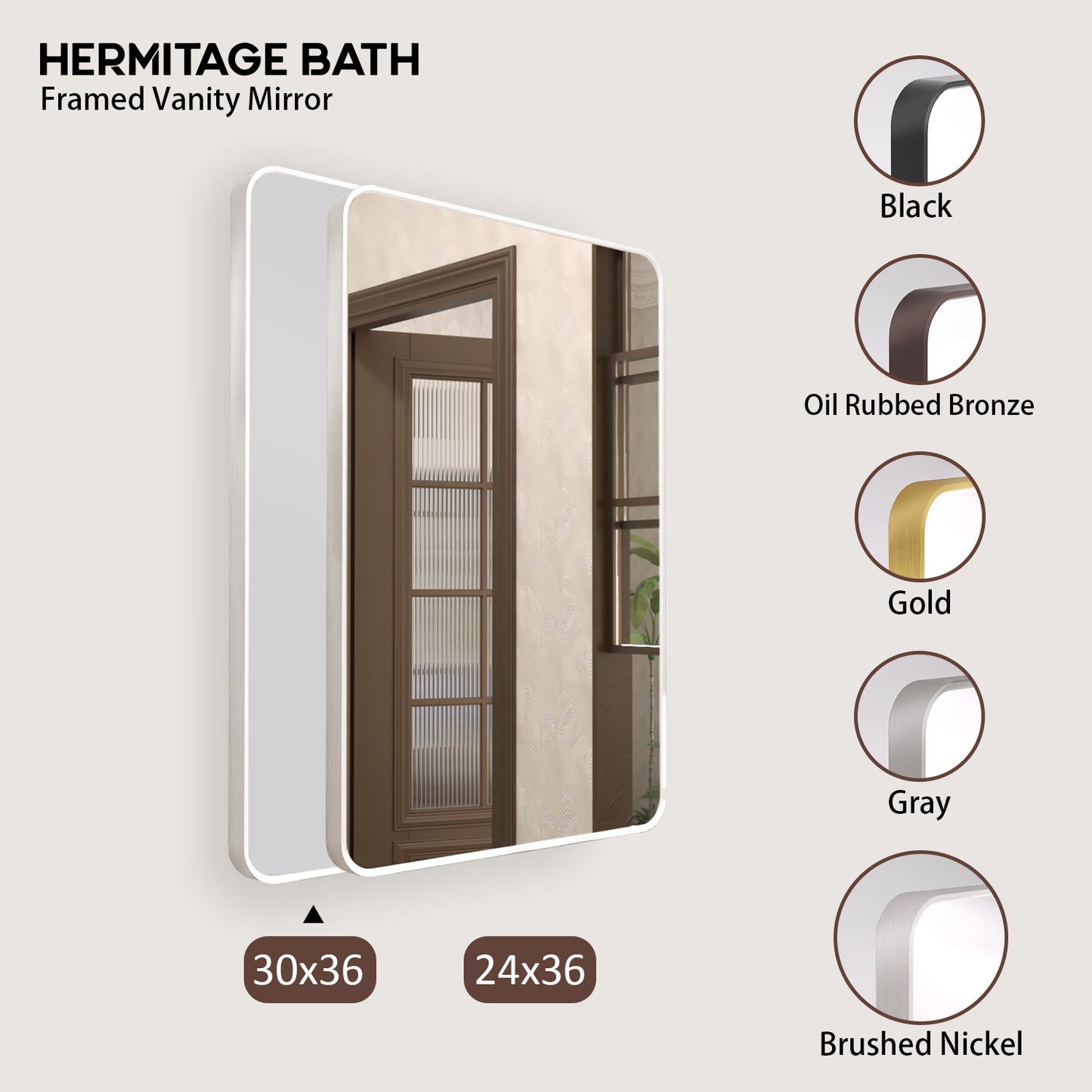 Cosy 30 in. W x 36 in. H Rectangular Framed Wall Bathroom Vanity Mirror SM-3036BN-10_eb4ab213-0416-4756-b8dd-bd04a8c4f9b5
