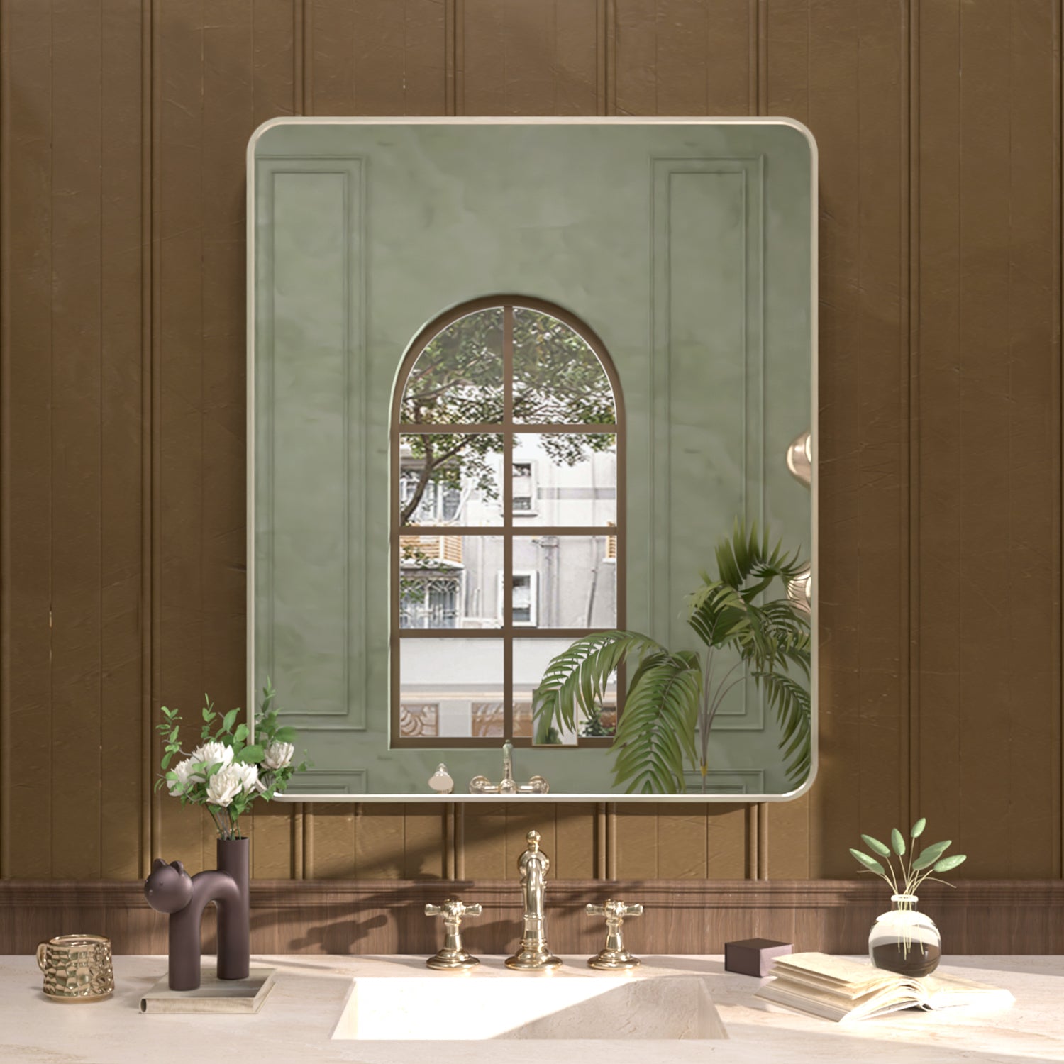 Cosy 30 in. W x 36 in. H Rectangular Framed Wall Bathroom Vanity Mirror Brushed Nickel SM-3036BN-1_424c7af0-7d77-4252-a457-45c67cf51718