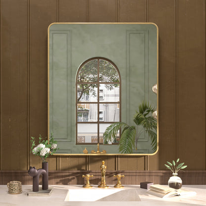 30 in. W x 36 in. H Rectangular Framed Wall Bathroom Vanity Mirror Gold SM-3036G-1_ff853198-27a6-45ba-a493-850e25093243