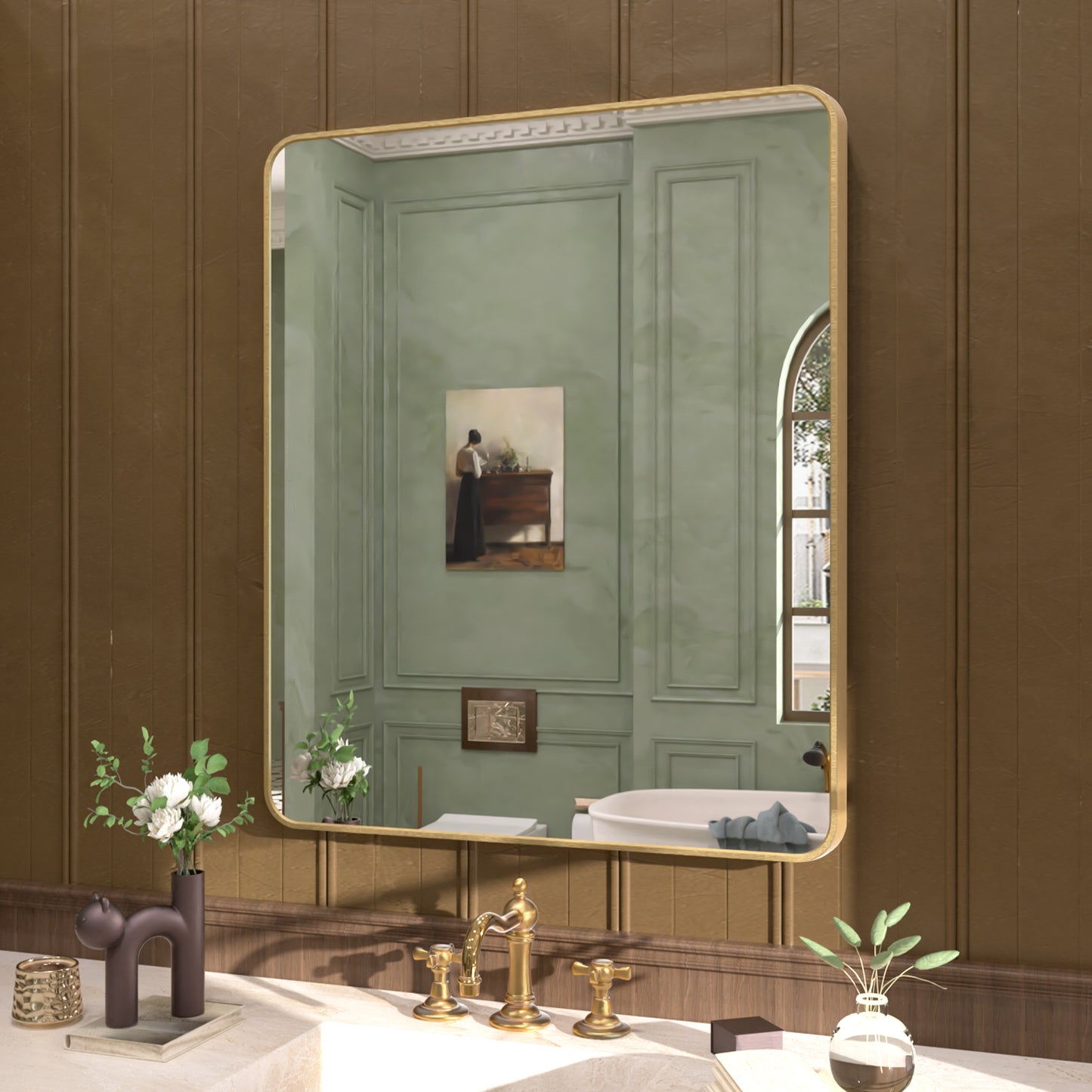 Cosy 30 in. W x 36 in. H Rectangular Framed Wall Bathroom Vanity Mirror SM-3036G-2_a6848342-294b-4ed6-a20c-603b6ad48d60