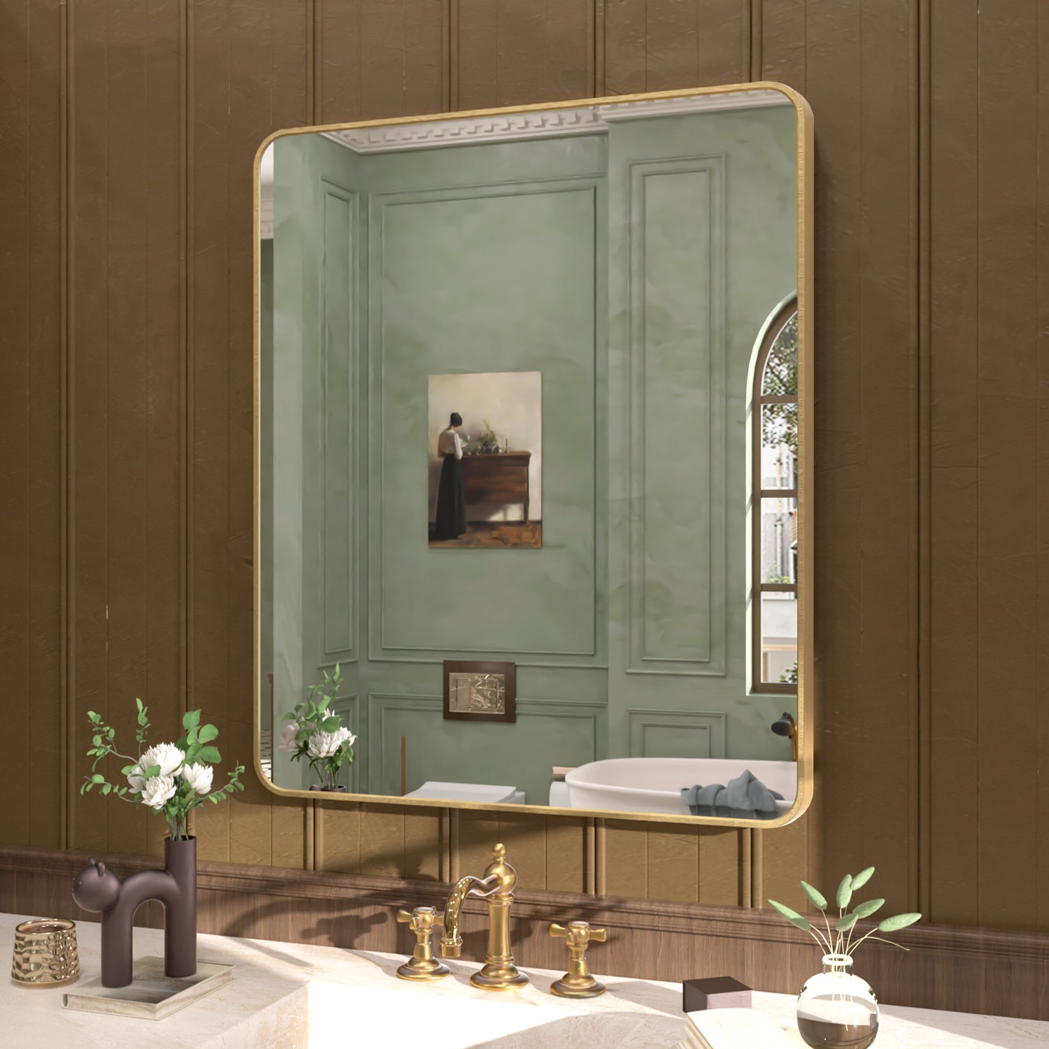 Cosy 30 in. W x 36 in. H Rectangular Framed Wall Bathroom Vanity Mirror SM-3036G-2_a6848342-294b-4ed6-a20c-603b6ad48d60
