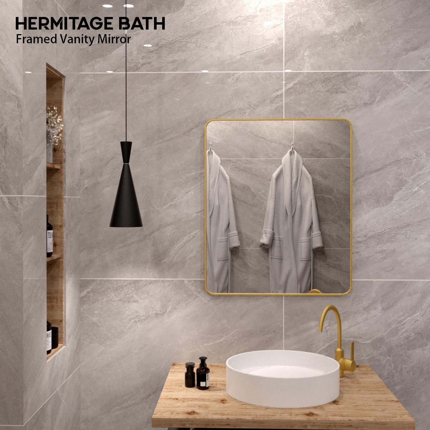 30 in. W x 36 in. H Rectangular Framed Wall Bathroom Vanity Mirror SM-3036G-9