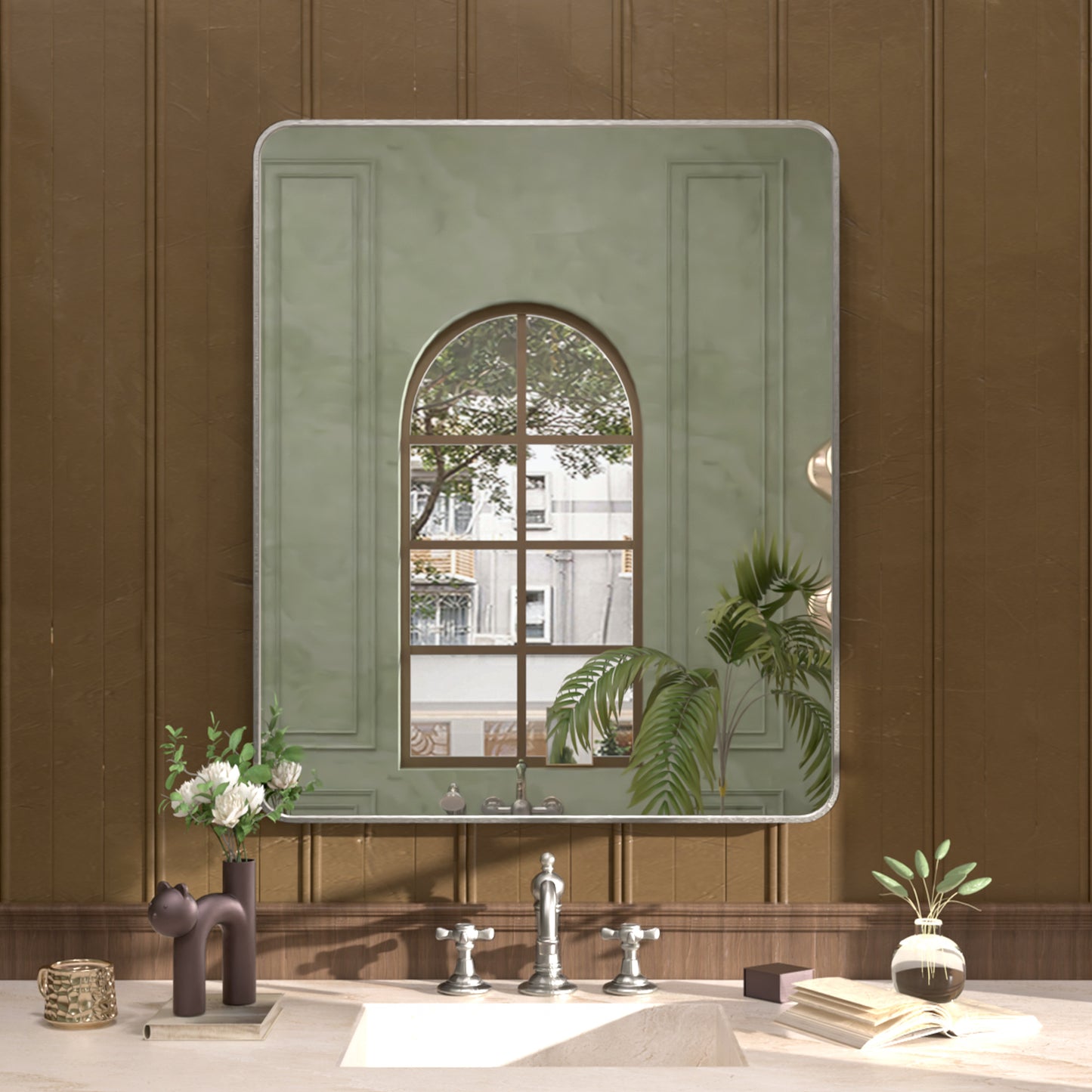 Rectangular Framed Wall Bathroom Vanity Mirror Gun Grey 30x36 SM-3036GY-1_17fa6771-0132-4689-af6f-9f2d4731caa8