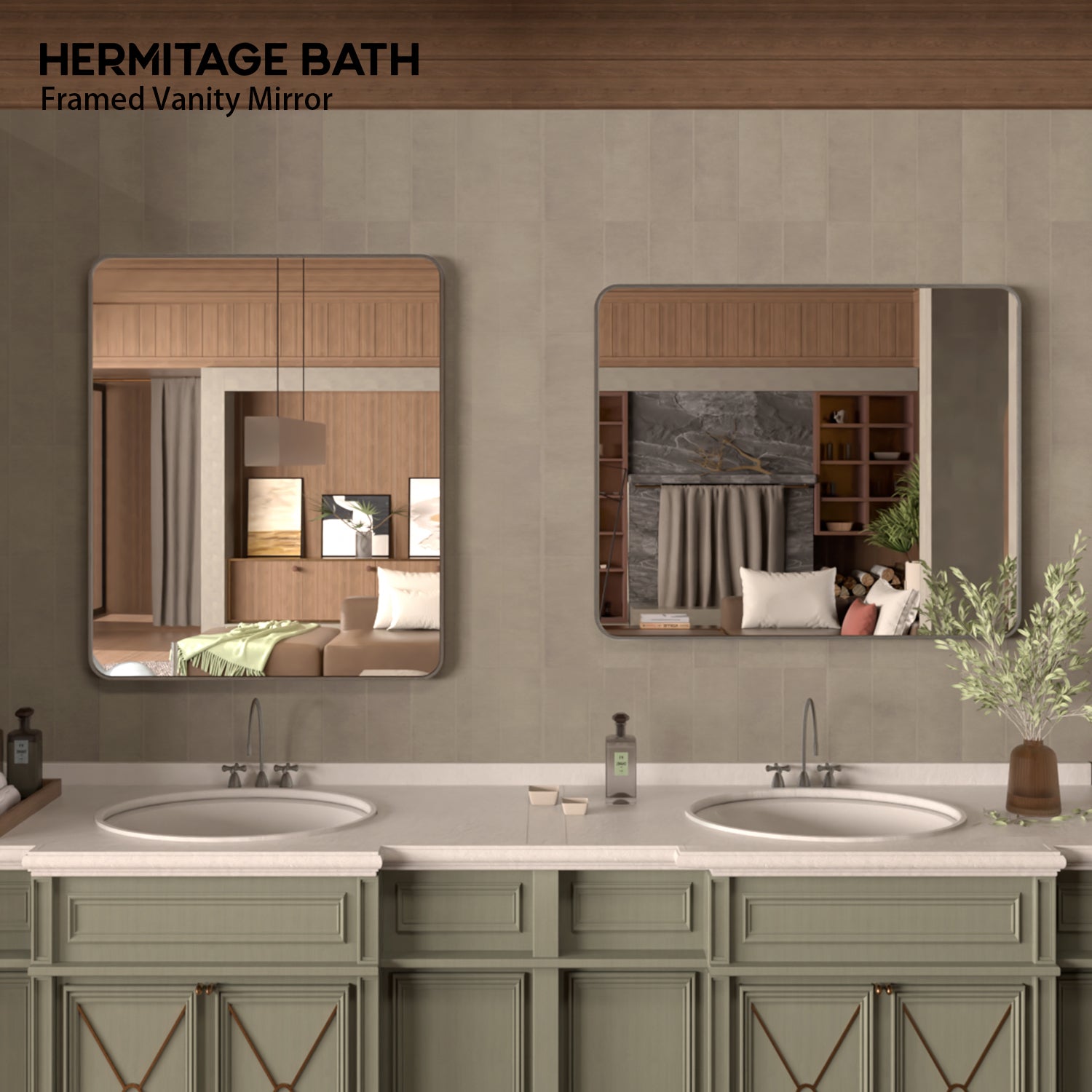 30 in. W x 36 in. H Rectangular Framed Wall Bathroom Vanity Mirror SM-3036GY-8