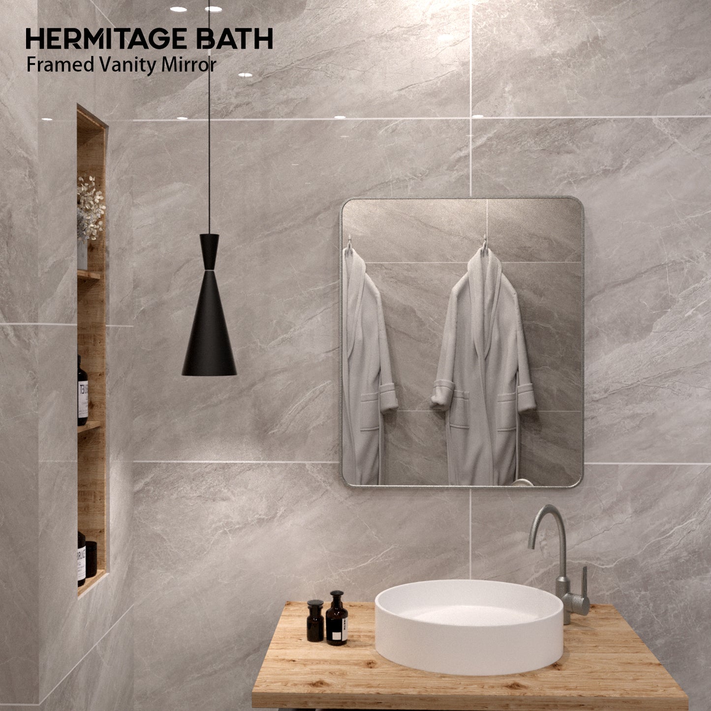 30 in. W x 36 in. H Rectangular Framed Wall Bathroom Vanity Mirror SM-3036GY-9