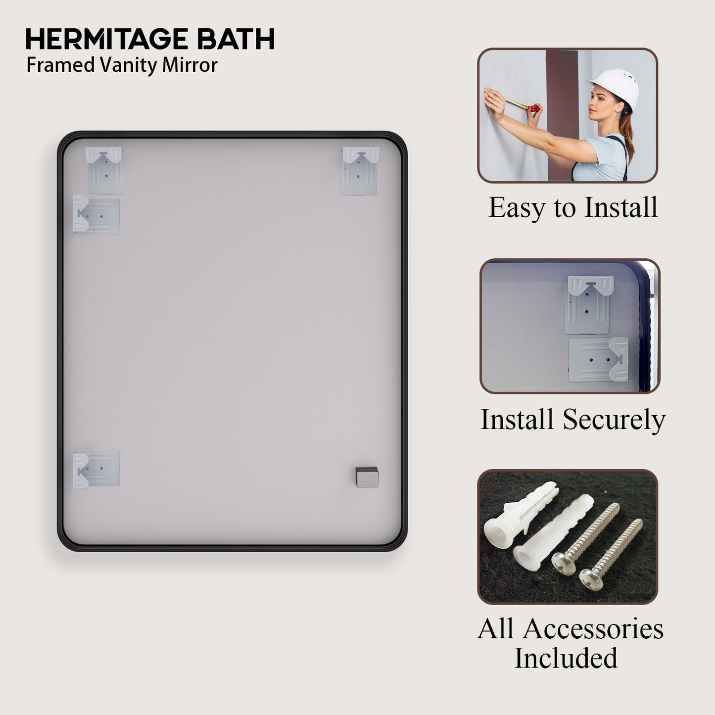 30 in. W x 36 in. H Rectangular Framed Wall Bathroom Vanity Mirror SM-3036MB-11