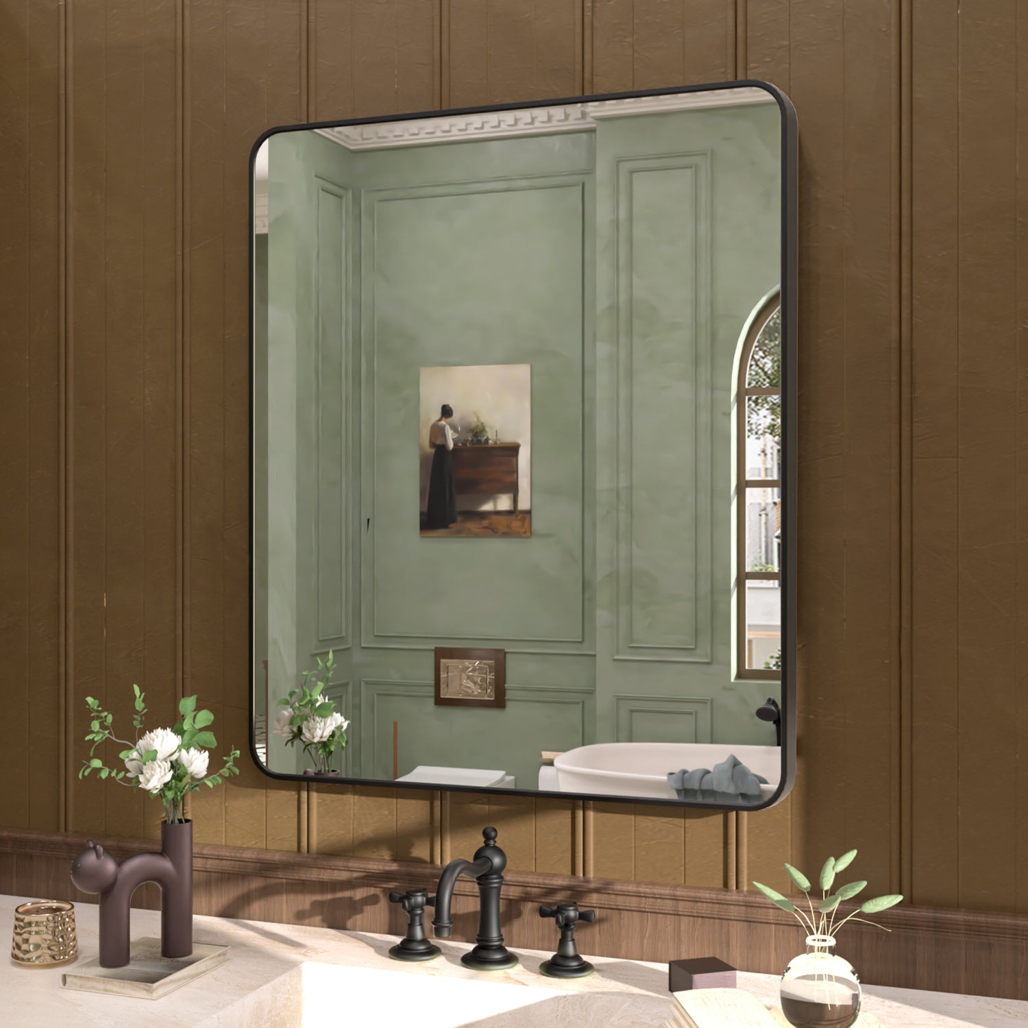 Cosy 30 in. W x 36 in. H Rectangular Framed Wall Bathroom Vanity Mirror SM-3036MB-2_0ee0b7cc-bb22-4a87-8cb3-13b8f5130d75