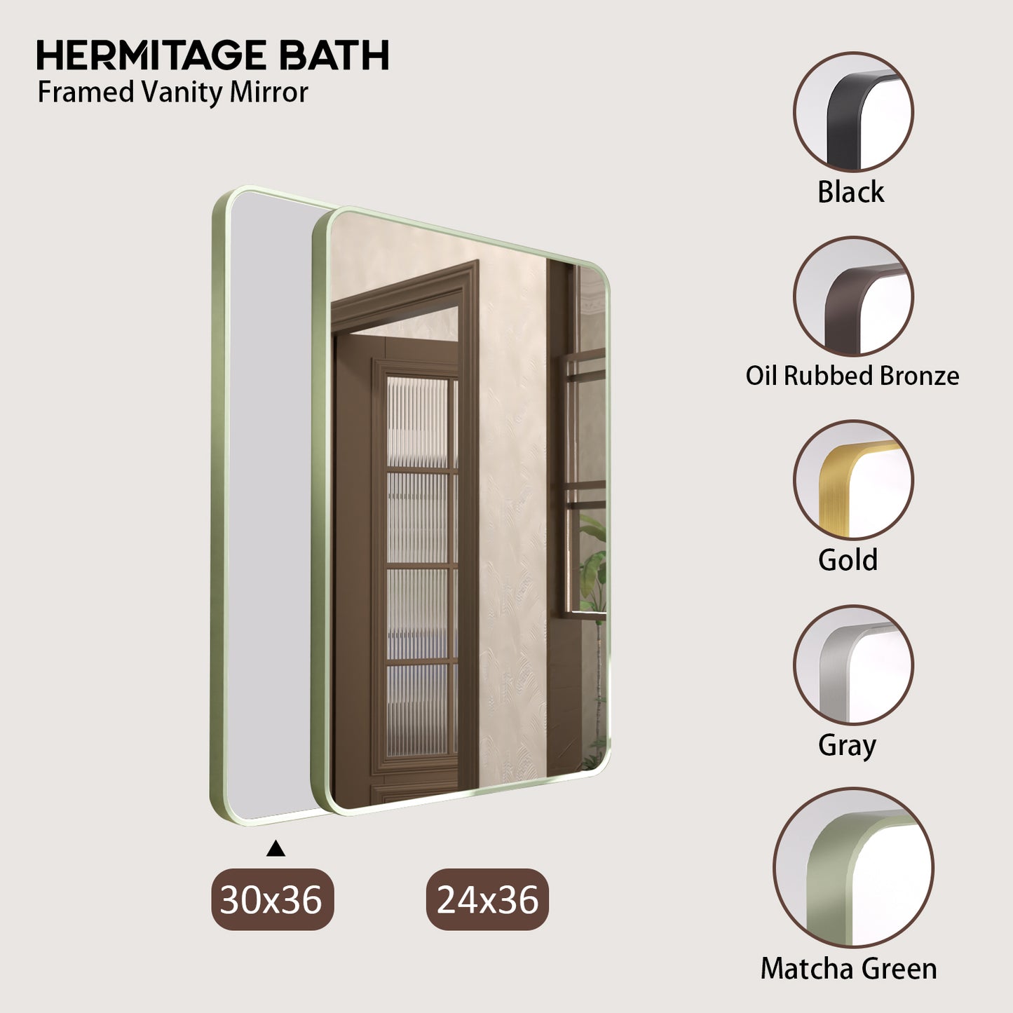 30 in. W x 36 in. H Rectangular Framed Wall Bathroom Vanity Mirror SM-3036MG-10_ae504b12-ec7b-4039-9b5b-62ca361e022b