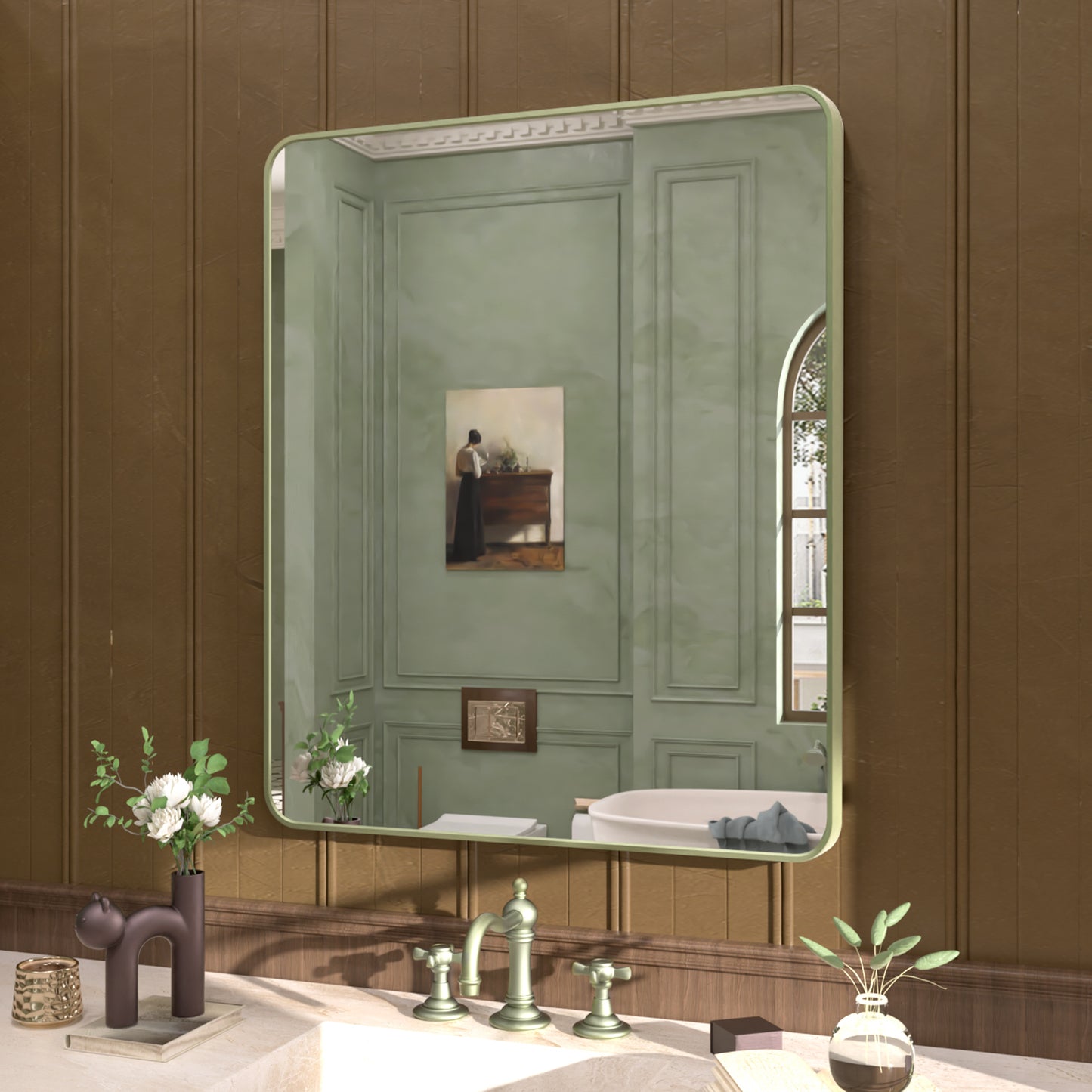 Cosy 30 in. W x 36 in. H Rectangular Framed Wall Bathroom Vanity Mirror SM-3036MG-2_a68facfd-3539-4f04-a7c4-08ea7bde23dd