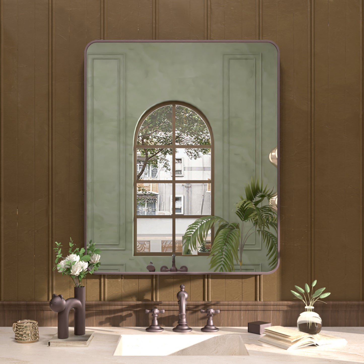 Rectangular Framed Wall Bathroom Vanity Mirror Oil Rubbed Bronze 30x36 SM-3036ORB-1_053c7449-a360-4680-b4c5-c8e0a233308f