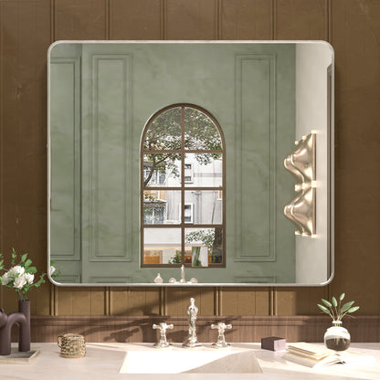 Rectangular Framed Wall Bathroom Vanity Mirror Brushed Nickel 42x36 SM-4236BN-1_75fad401-530a-4b65-a083-eb1dd4924574