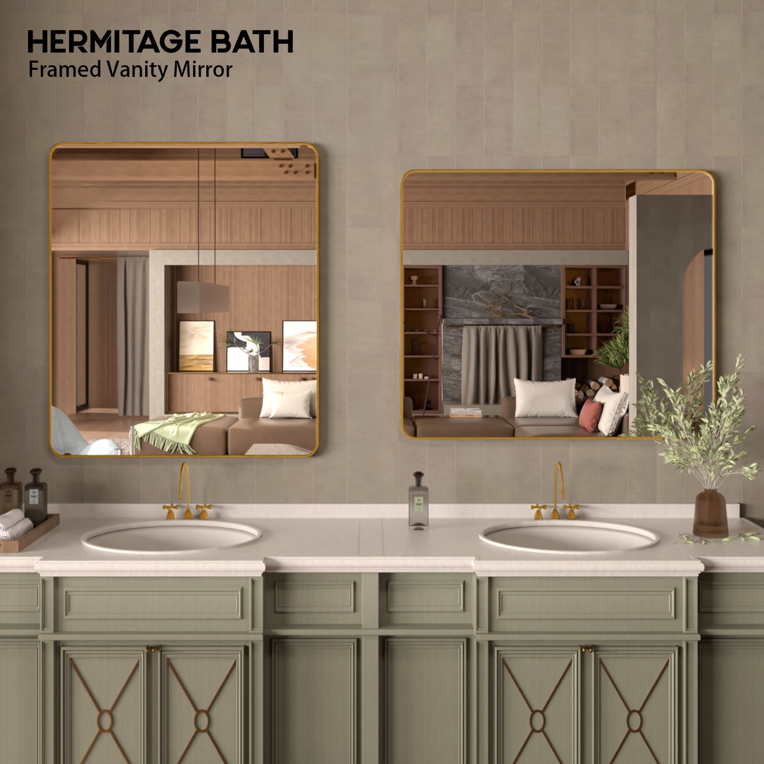 Cosy 42 in. W x 36 in. H Rectangular Framed Wall Bathroom Vanity Mirror SM-4236G-8