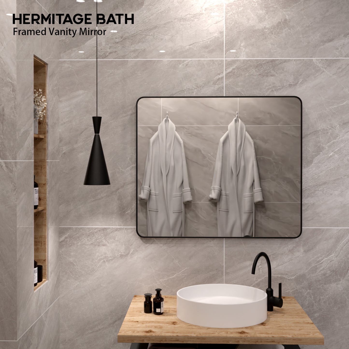 Cosy 42 in. W x 36 in. H Rectangular Framed Wall Bathroom Vanity Mirror SM-4236MB-9